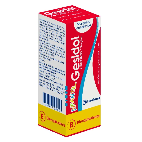 Gesidol Infantil 100 Mg/15 mL 100 mg/mL 15 mL Solución Para Gotas Orales Eurofarma a $1.979